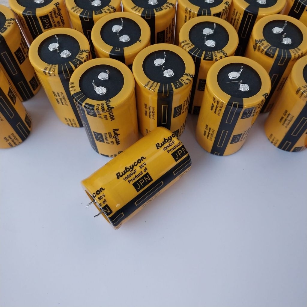 elco rubycon kuning jpn 10000uf 80v , elco rubycon yellow 80v 10000uf , elco rubycon kuning jpn isi 