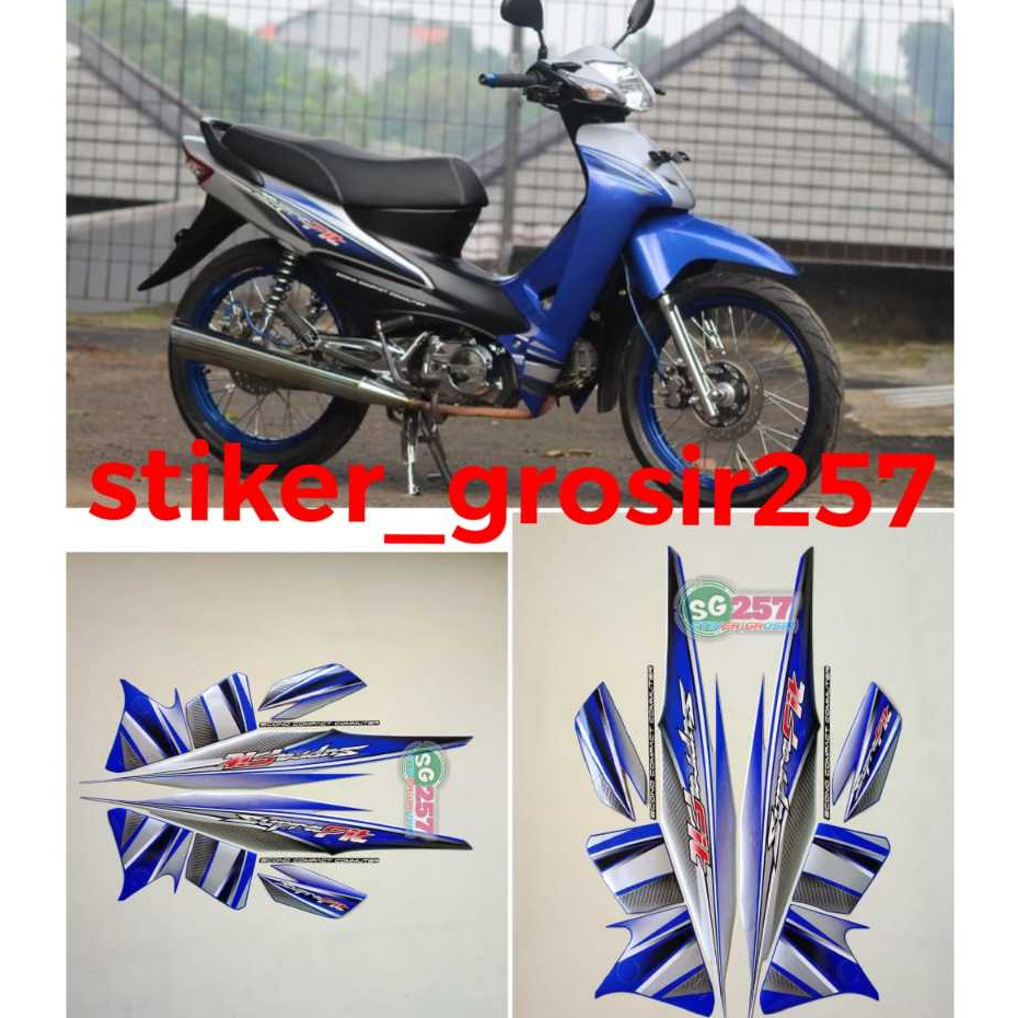 STIKER STRIPING LIS BODY MOTOR HONDA SUPRA FIT NEW 2006 2007 BIRU SILVER