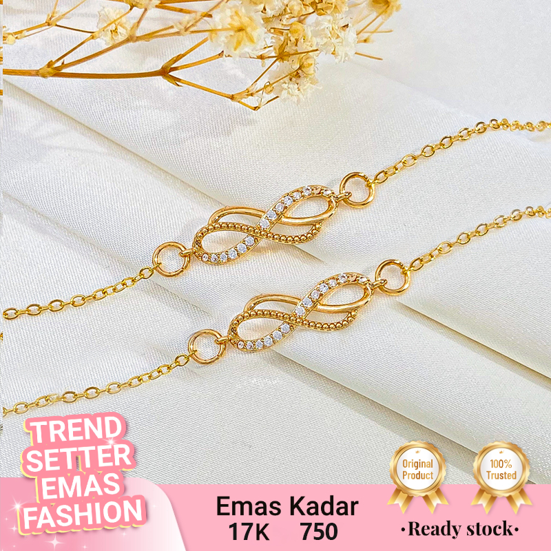 Gelang Kaki Emas Wanita 17K Emas - Tren Fashion