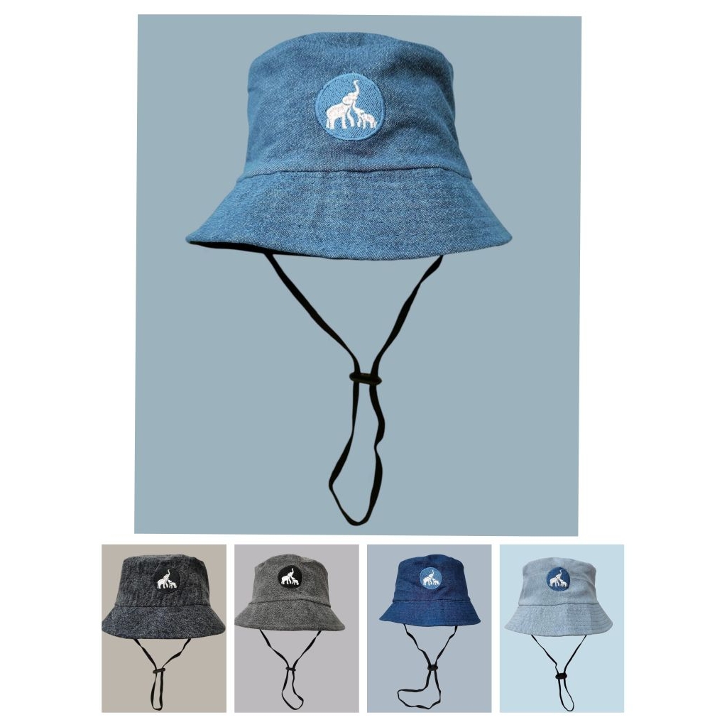 Topi Bucket Anak Laki Laki dan Perempuan Bahan Jeans Wash Bordir