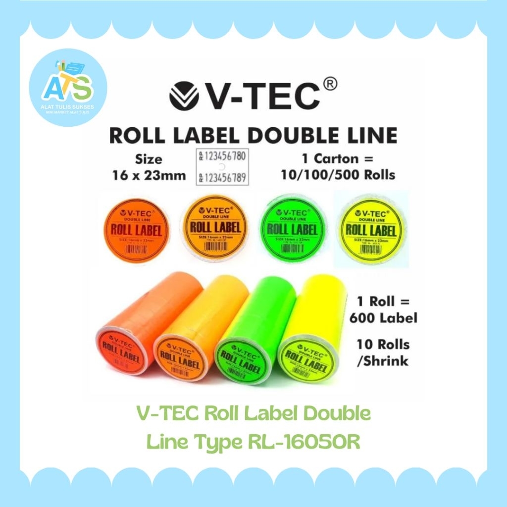 

v-tec roll label double line type rl-1605or