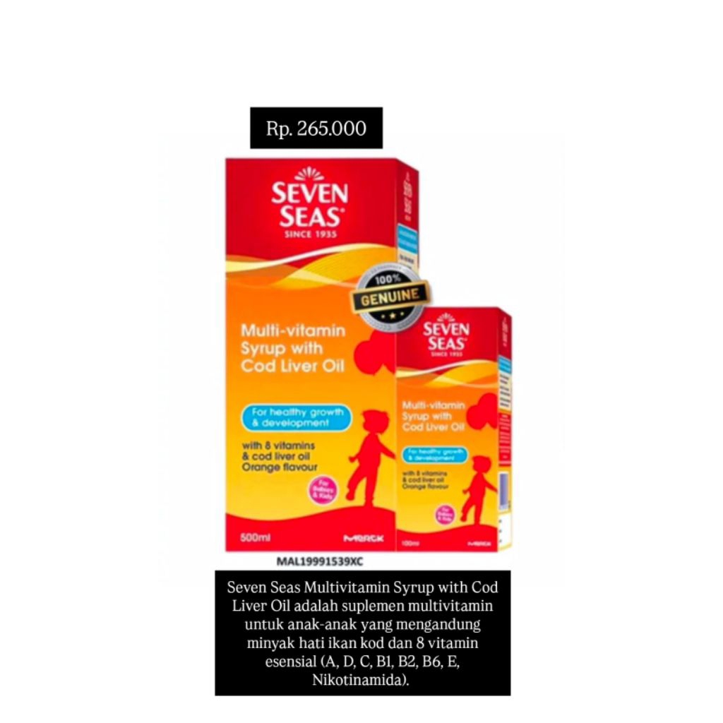 SEVEN SEAS MULTIVITAMIN SYRUP WITH COD LIVER OIL 500ML+100ML ORIGINAL MALAYSIA