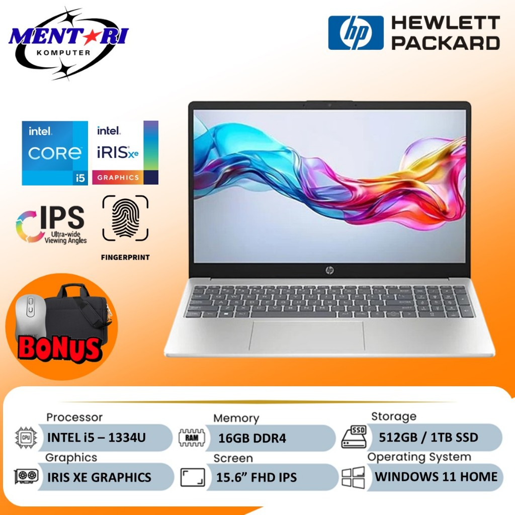 LAPTOP HP CORE i5 RAM 32GB 1TB SSD BARU ORIGINAL WIN11 15.6 FHD SILVER