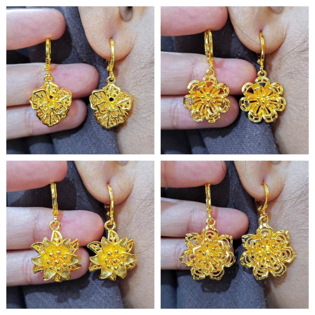 Anting Tutup Emas Kuningan Grosir Jewelry Anting Drop Tusuk Wanita Lapis Emas 24K Gold Elegant Fashi