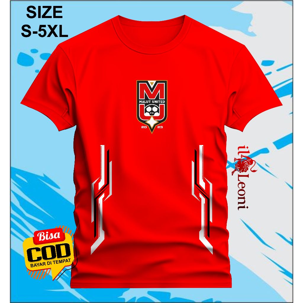 SIZE ( S-5XL) KAOS MALUKU UNITED motif garis KAOS MALUKU UNITED FC