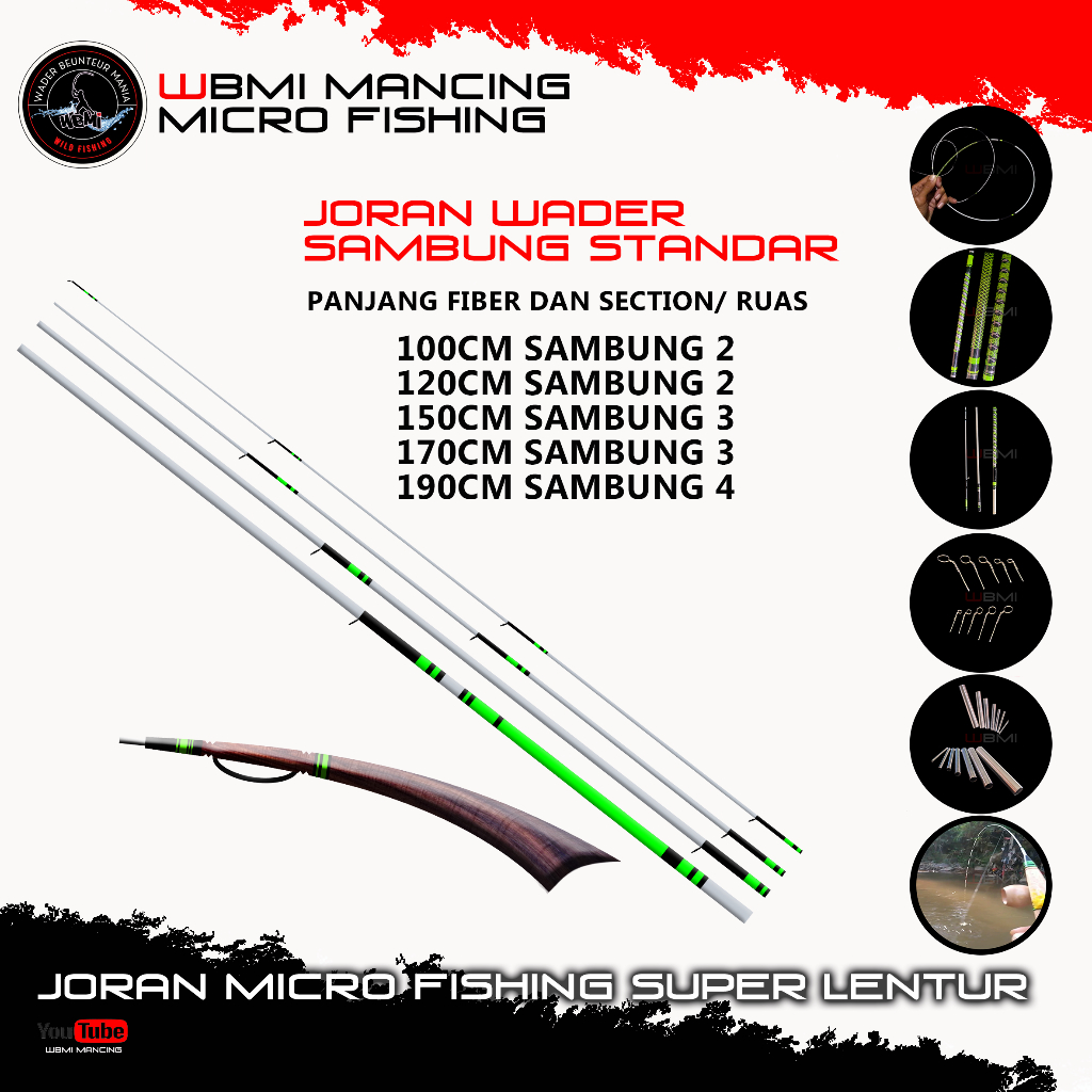 Joran wader Sambung  standar. Joran Micro fishing , Joran WBMI