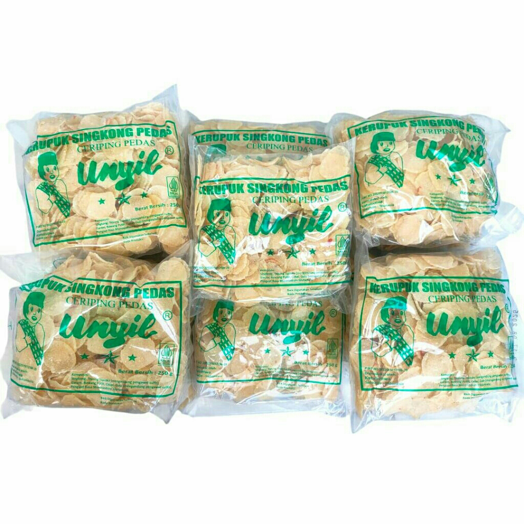 

Ceriping unyil pedas 6 pisc 1500/ Keripik singkong / Kerupuk singkong