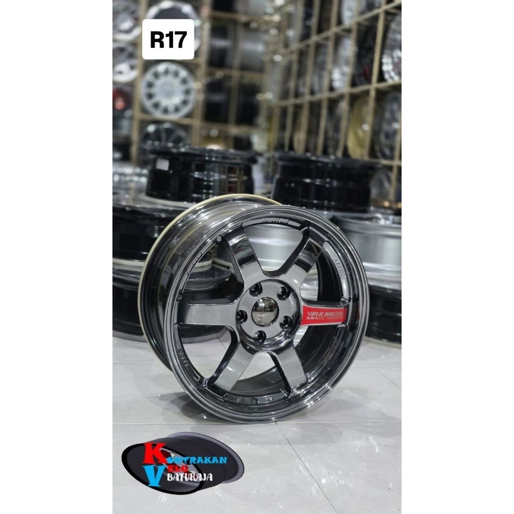 Velg Volk Rays TE37 R17 Black Chrome 5x114 ( INNOVA ERTIGA RUSH TERIOS XPANDER DLL)