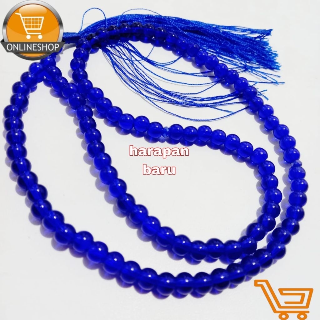 TASBIH BATU BLUE SAFIR 6 MM 99 BUTIR