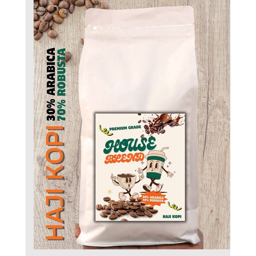 

Haji Kopi - Biji Kopi House Bland 1Kg Arabica 30% Robusta 70%