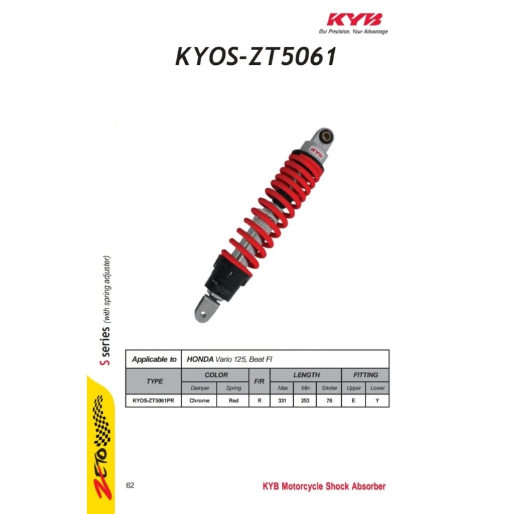 Kayaba kyb zeto shock belakang matic Vario/Beat 330mm S series KYOS-ZT5061