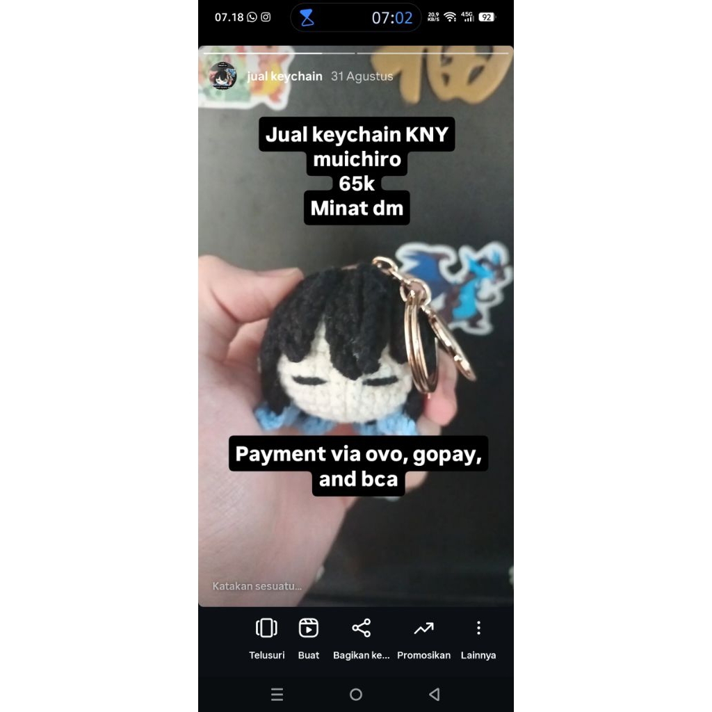 Gantungan kunci Kimetsu No Yaiba Muichiro free gantungan