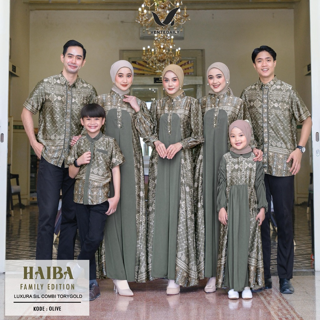 Haiba Couple Family Sarimbit Lebaran Baju Seragam Keluarga Pasangan Kemeja pendek Gamis Dewasa Musli