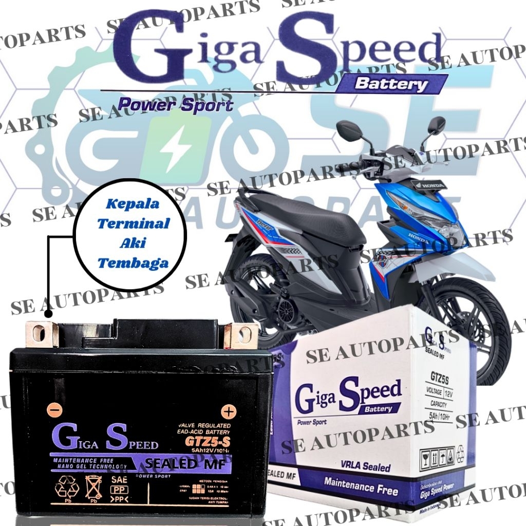 Aki Motor GS Y GTZ 5S Beat FI ESP Street , Scoopy FI , Spacy , Genio