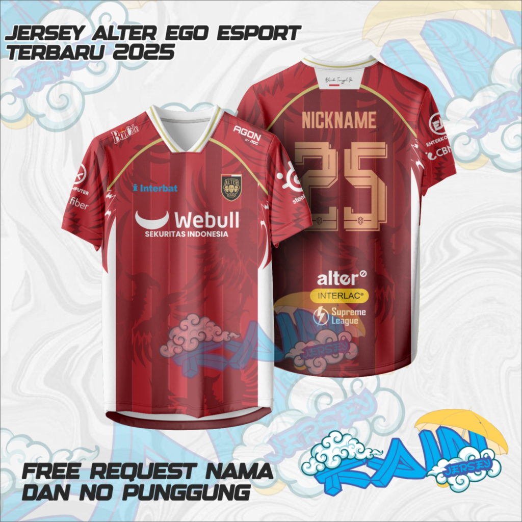 Jersey esport Alter Ego away putih terbaru 2025 full printing