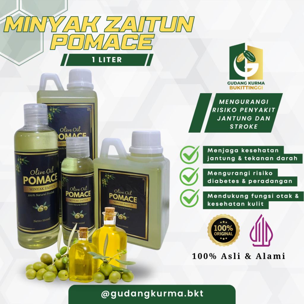 

Minyak Zaitun Pomace 1 Liter – Virgin Olive Oil Asli Premium