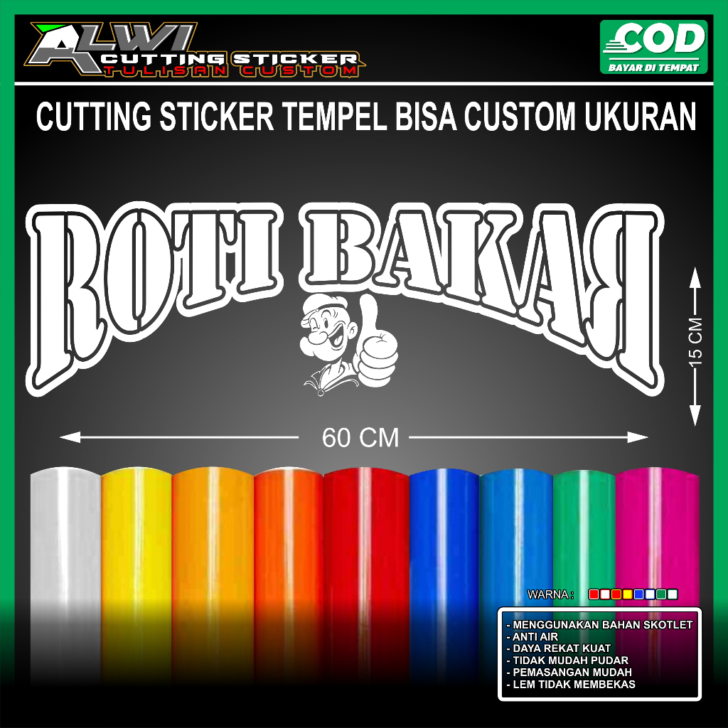 

TULISAN ROTI BAKAR CUTTING STIKER BAHAN SKOTLET UNTUK GROBAK JUALAN