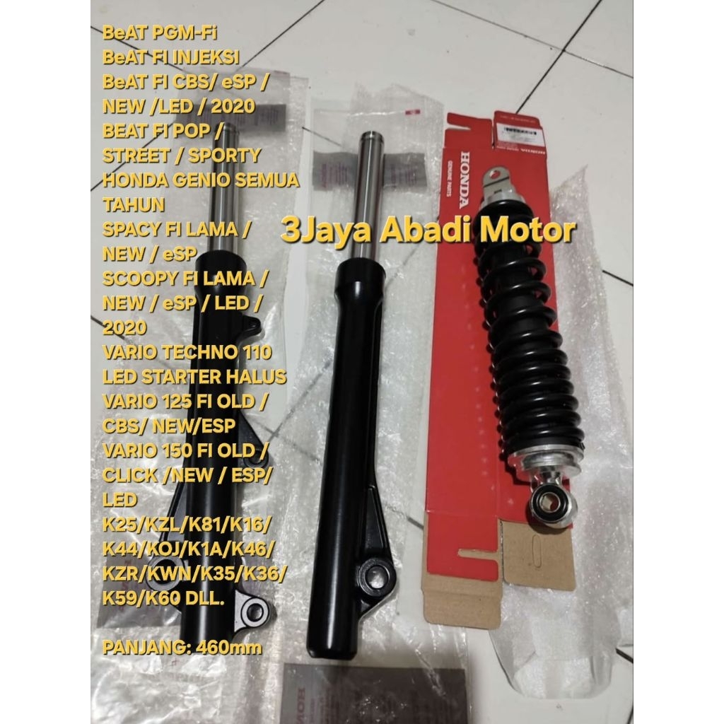 PAKET FULL SET AS DEPAN TABUNG + SHOCK BELAKANG HONDA BEAT FI ESP POP STREET VARIO 125 SCOOPY FI VAR