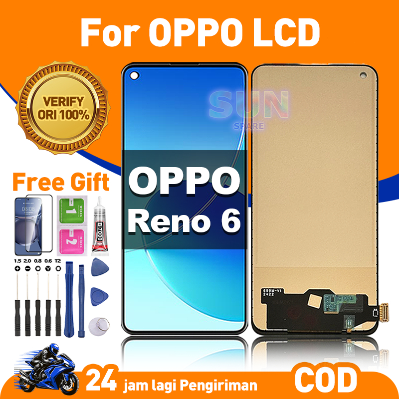 【ORIGINAL】LCD FOR OPPO Reno 6 4G 5G FREE GIFT Asli Ori hp Touchscreen FHD Definition Kualitas Terbai
