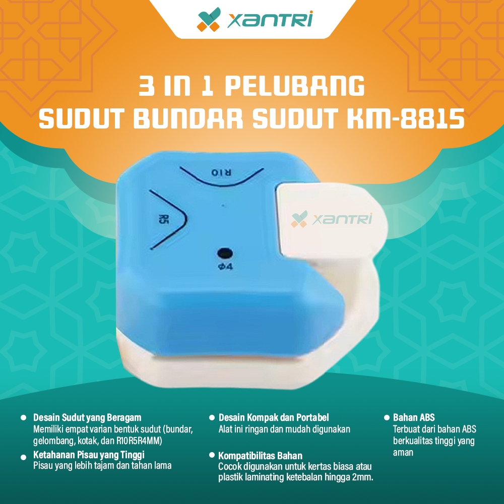 

Xantri 3 in 1 Alat Pelubang Kertas Lubang Bundar Sudut (R10mm R5mm) KM-8815 Bundar