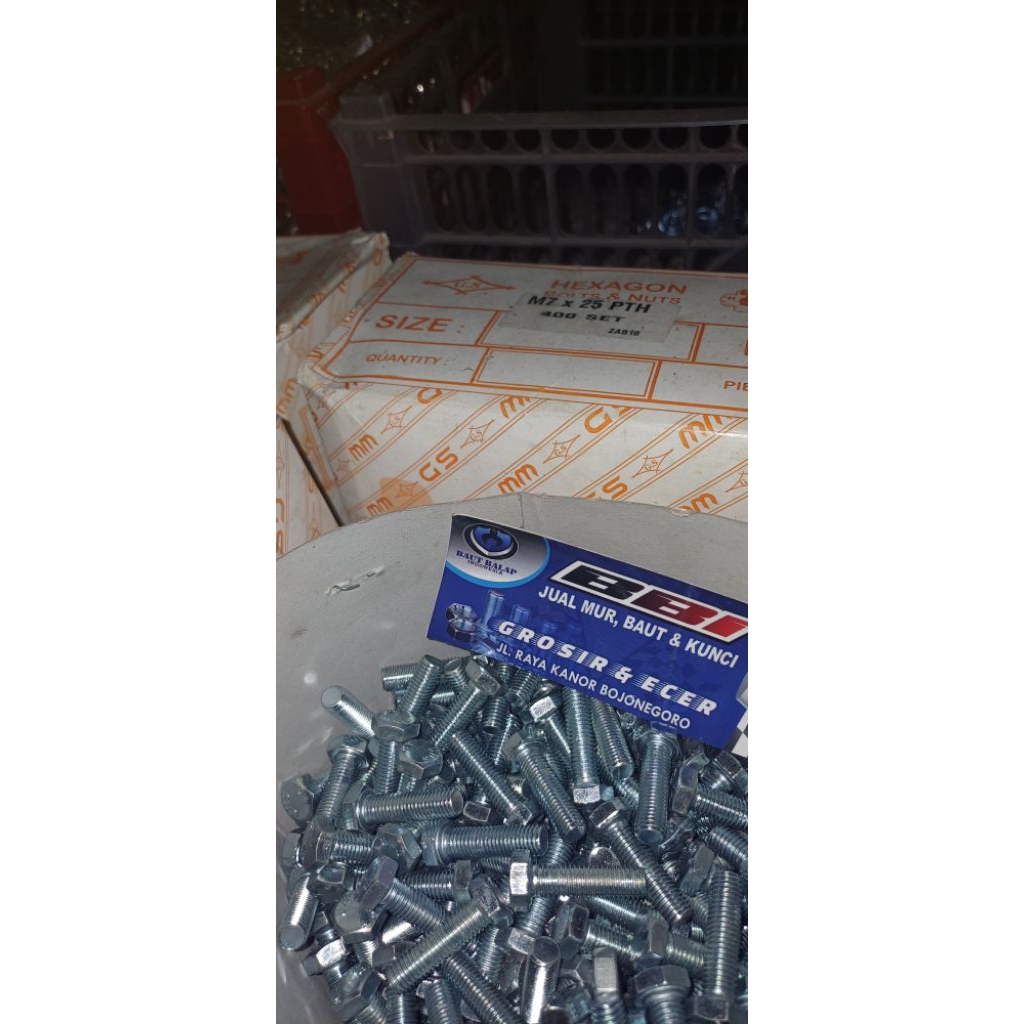 baut mur 7x25 baut 11 panjang 2,5cm isi 50 pcs