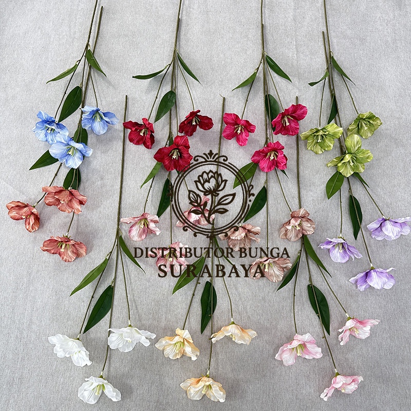 BLOOMING TULIP BESAR CABANG 3 BUNGA PALSU ARTIFICIAL FLOWER TULIP MEKAR BAHAN KAIN DEKORASI RUANG TA