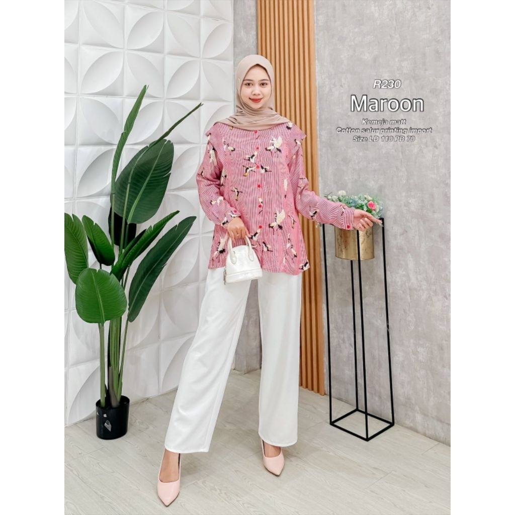 Ribyka R230 Tunik Cotton Salur Printing Import