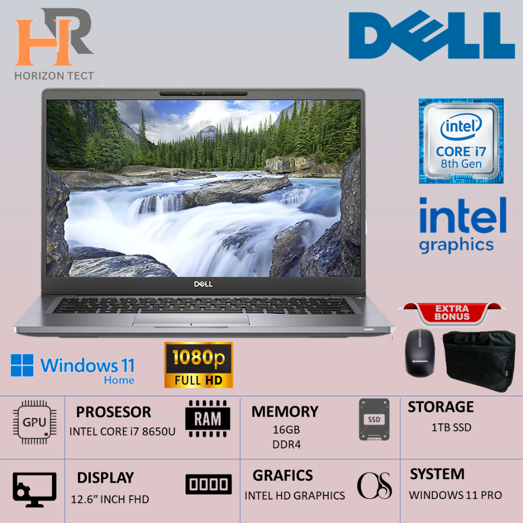 PROMO Laptop Murah Dell Latitude 7290 Core i7 8650U 8GB 1TB SSD 12.3" Inch HD Win 11 Ori