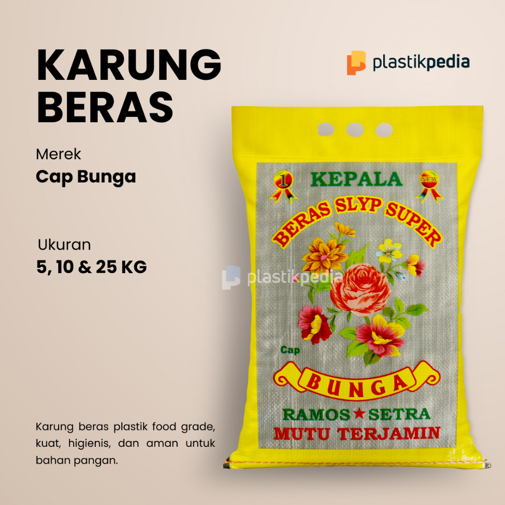 Karung Beras Laminasi KEPALA BUNGA 5 kg - Ukuran 30x45 cm (ISI 10 PCS)