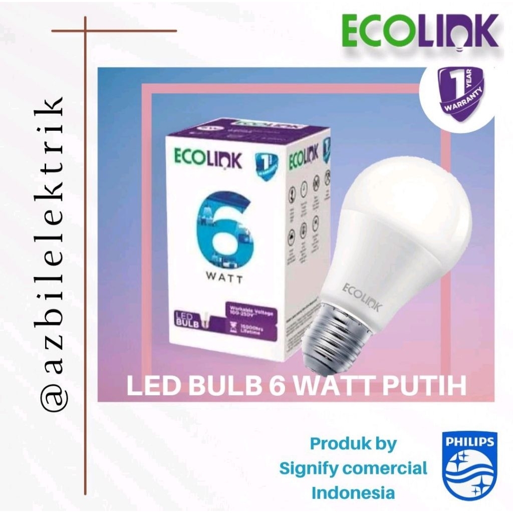 Led Bulb Ecolink 6 Watt 6500K - Putih