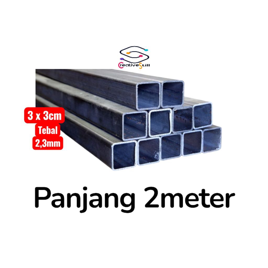 Besi Holow 3x3cm Tebal 2,3mm Panjang 2meter