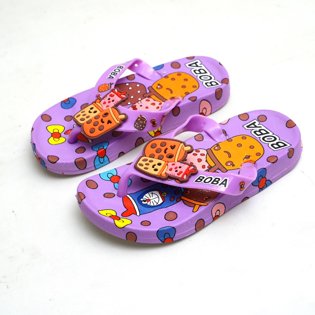 Sandal Jepit Anak cewek Motif Boba (19-29)/ Sandal Anak Balita Perempuan/ Sandal Jelly Anak Perempua