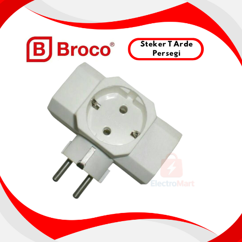 Steker T-Arde Broco Putih 13830 - Colokan T Arde 2P Cabang Kaki 3 13830-55 Original - Steker T Arde 