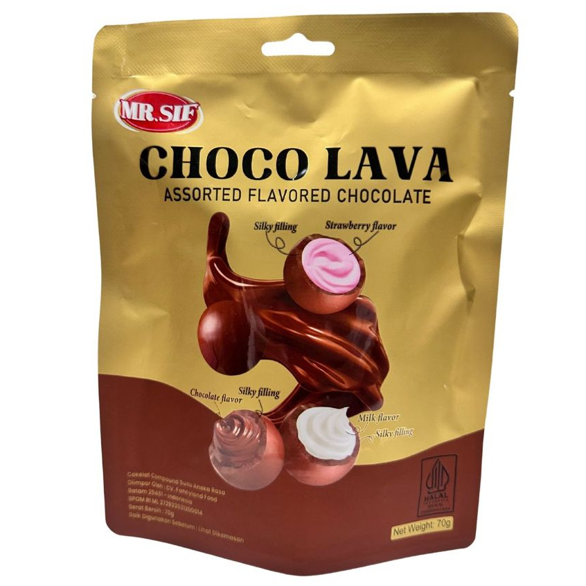

[ BERKAH ] MR.SIF Choco Lava 70gr Coklat Susu Bulat Dengan Filling Assorted Flavored Chocolate Coklat Strawberry Susu Snack Cemilan Anak Halal