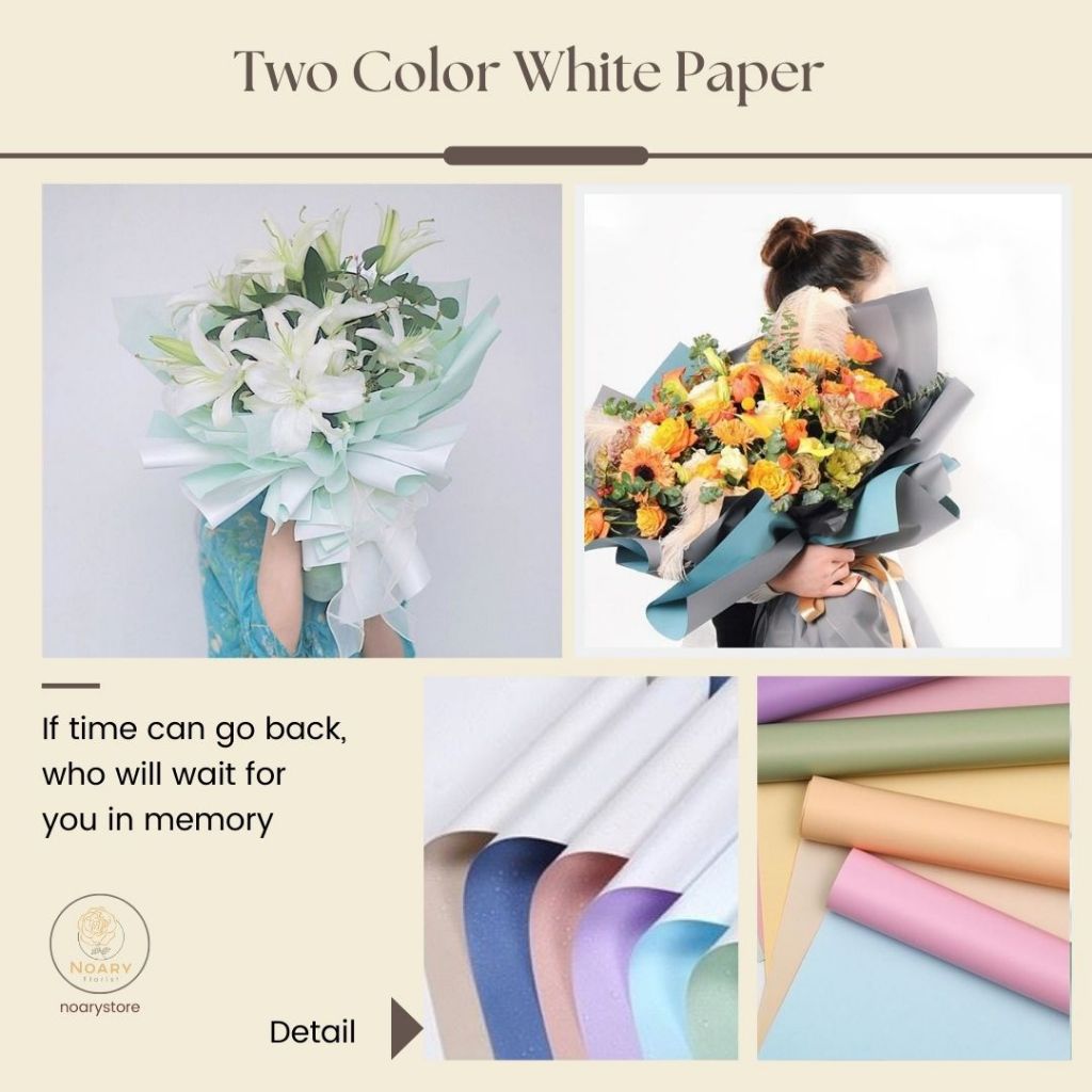 

TWO COLOR WHITE PAPER / Flower Wrapping / Cellophane / Wrap / Kertas Bunga / Kertas Kado / Flower Paper / Kertas Grosir