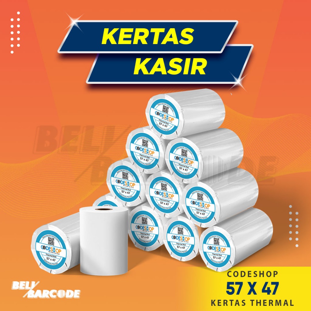 

Kertas Struk Kasir Codeshop 57 x 47mm Cetak Thermal Isi 10 Roll
