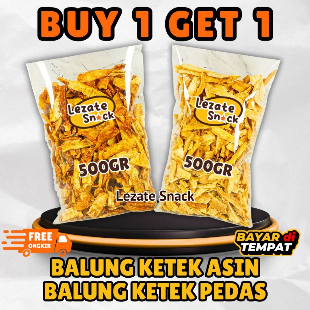 

(BUY 1 GET 1) Keripik Balung Kethek Pedas 500gr Gratis Balung Kethek Singkong Asin 500gr WAP SHOP