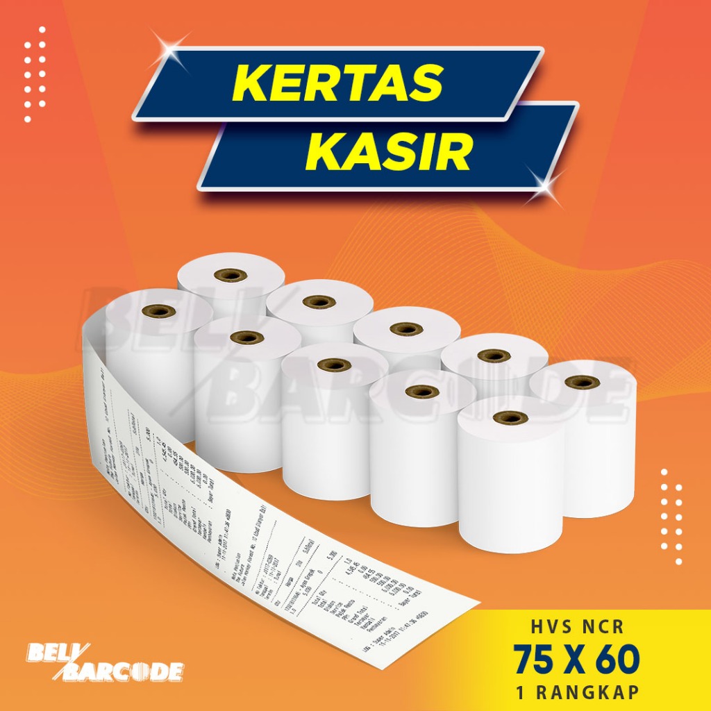 

1 Slop Kertas Struk 75x60 mm 1 Ply Isi 10 Roll