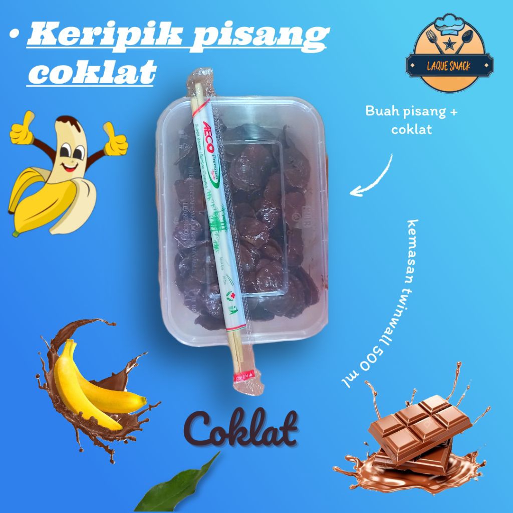 

keripik pisang coklat kemasan twinwall | cemilan manis | keripik pisang | banana chips | jajanan sehat | makanan manis