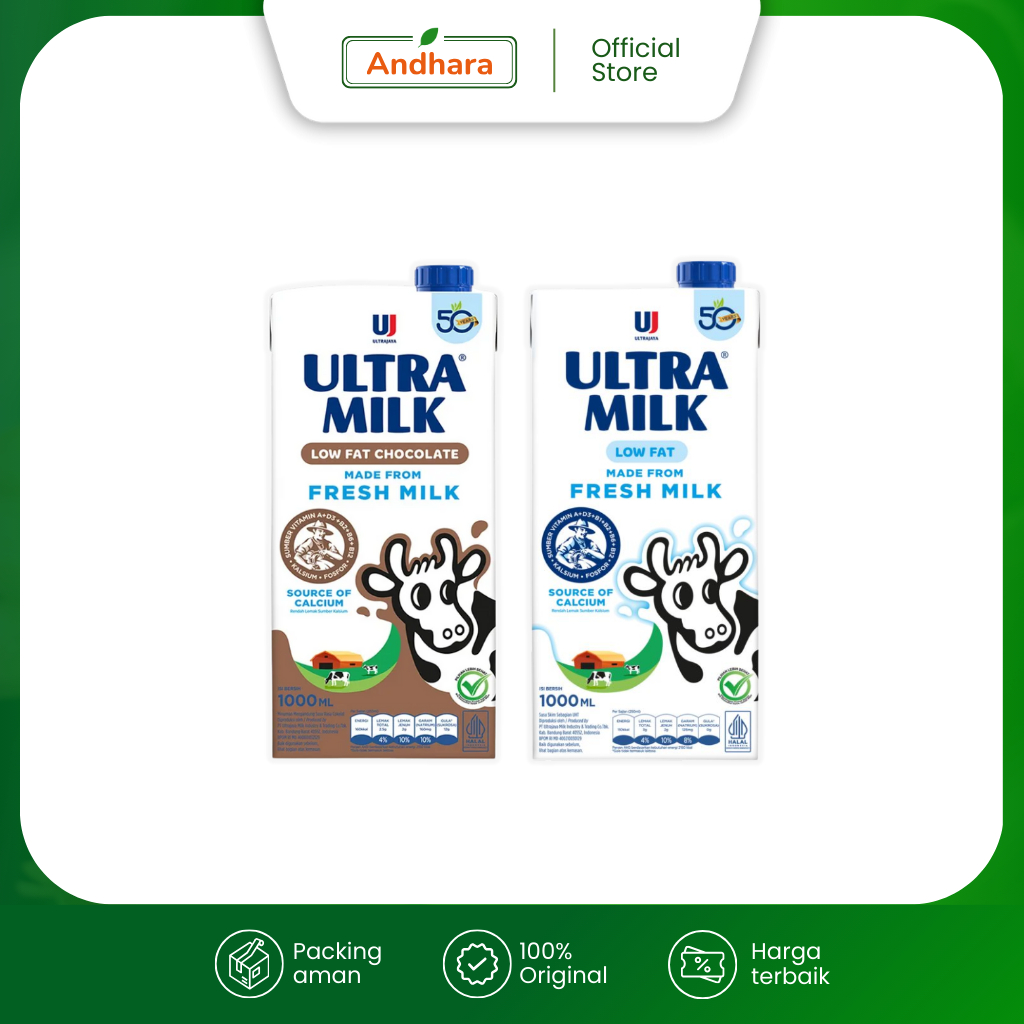 

Ultra Milk LOW FAT Susu UHT 1000ml - Susu Murni Siap Minum - Aneka Rasa Susu Kotak 1Liter 1 Liter