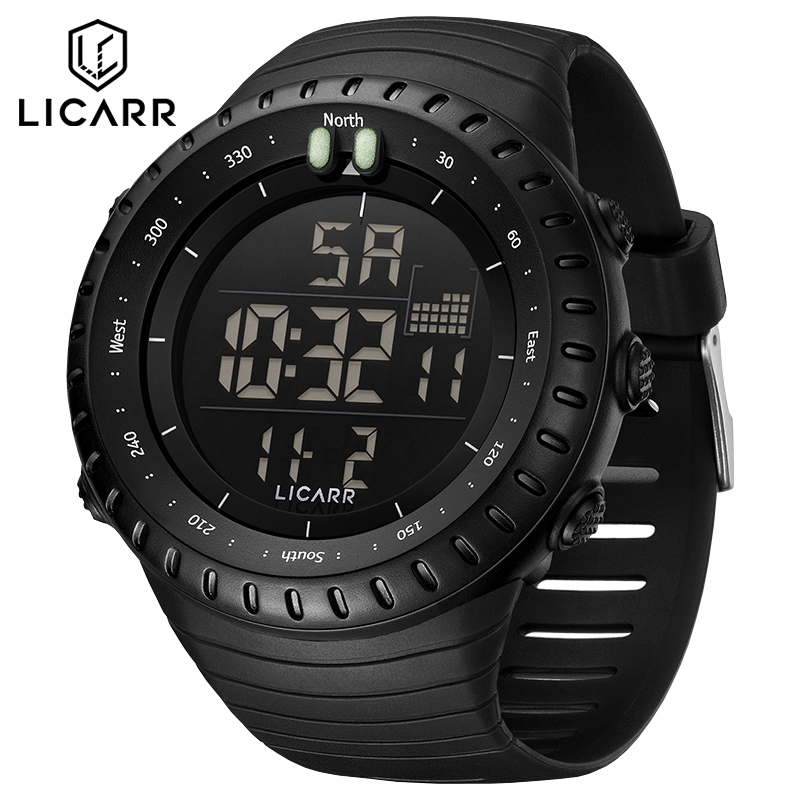 LICARR Jam Tangan Pria Olahraga Fashion Digital Santai Anti Air Keren Jam Tangan Cowok Original Mere