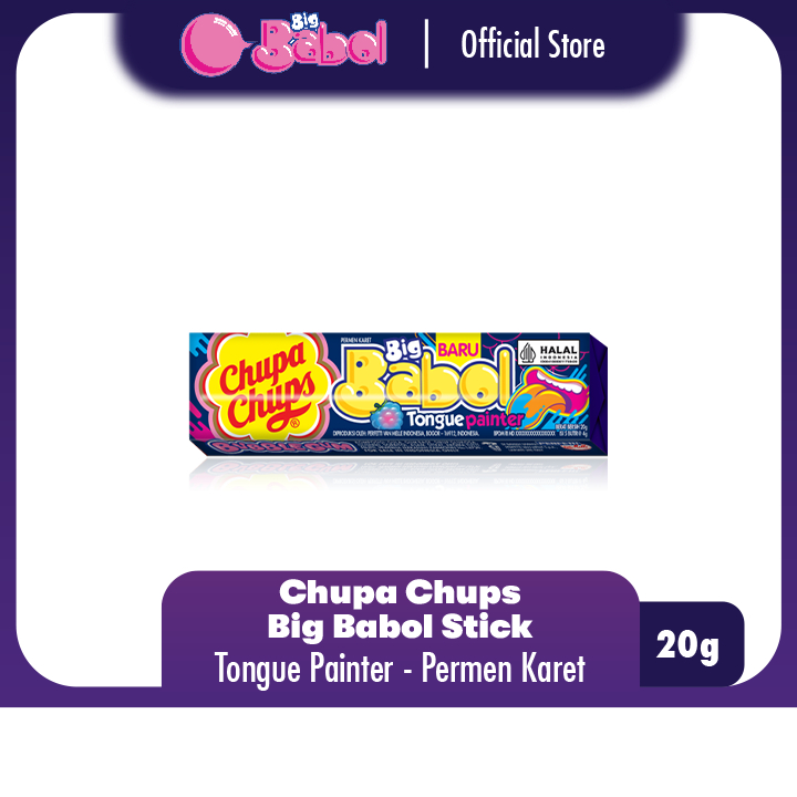 

Chupa Chups Big Babol Tongue Painter Stick 20g - Permen Karet Rasa Raspberry