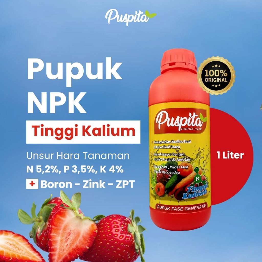 Pupuk Booster Pelebat Buah Puspita 1 L – Panen Lebat Cepat & Buah Lebih Besar – Kalium Phospat Zinc 