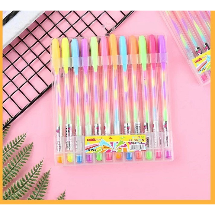 

TERMURAH Share: Pen Gliter Warna Rainbow/bolpen jel pelangi/drawing pen warna/Blink pen 12 pcs
