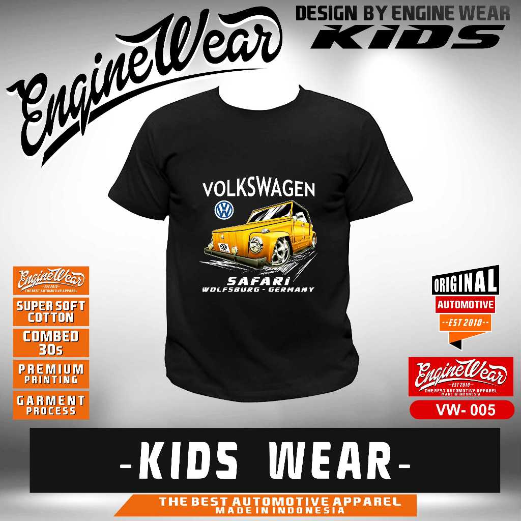 kaos anak VW safari anak tshirt volks wagen type 182 baju vw camat mobil otomotif kng