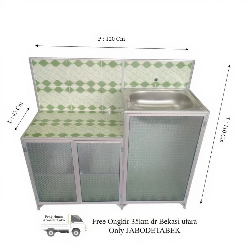 Rak Wastafel 3 Pintu Alumunium Anti Karat || Rak Wastafel Alumunium 120cm Anti Tikus