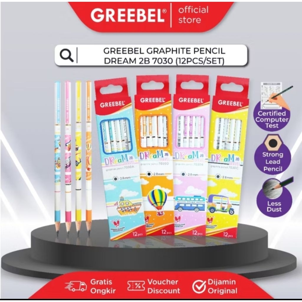 

( 4 PCS ) Pensil Kayu GREEBEL Motif Lucu