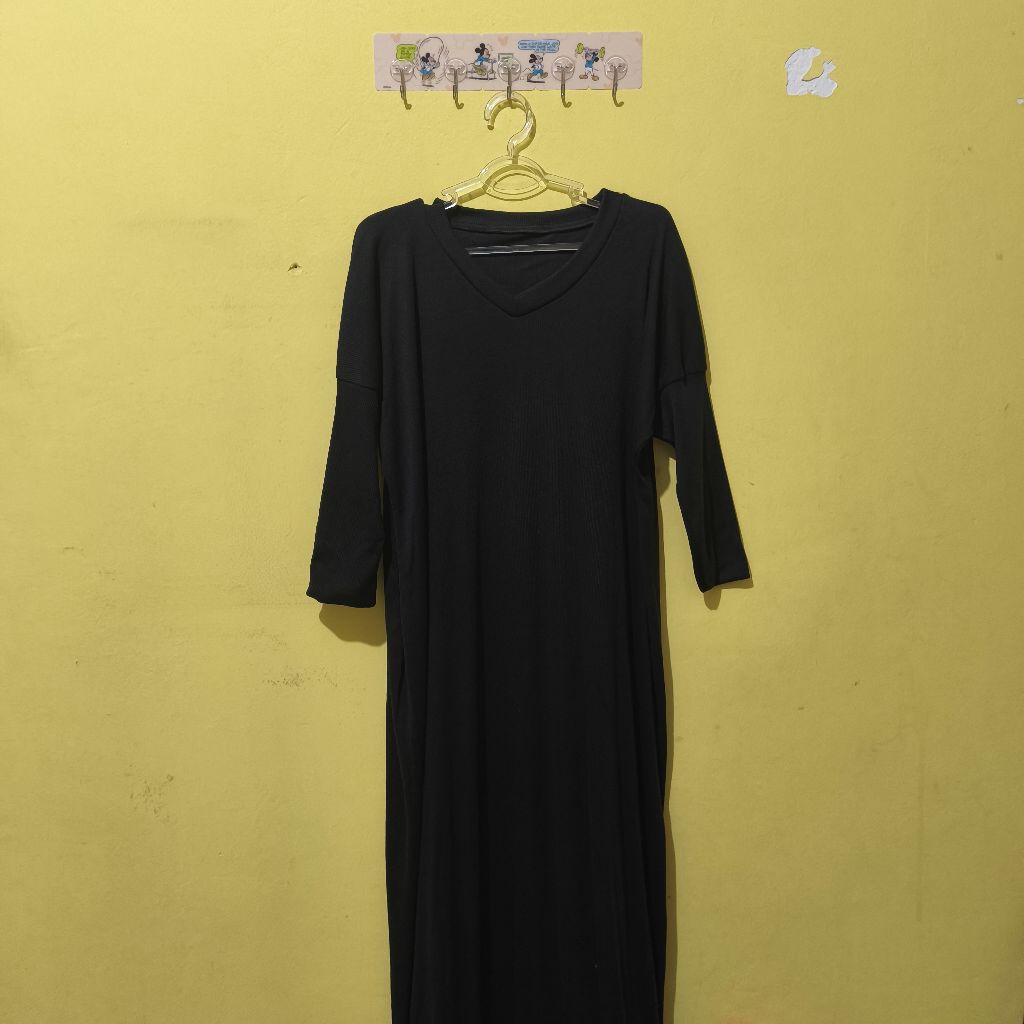 Dress Batwing Knit Rib Gamis Muslim Wanita