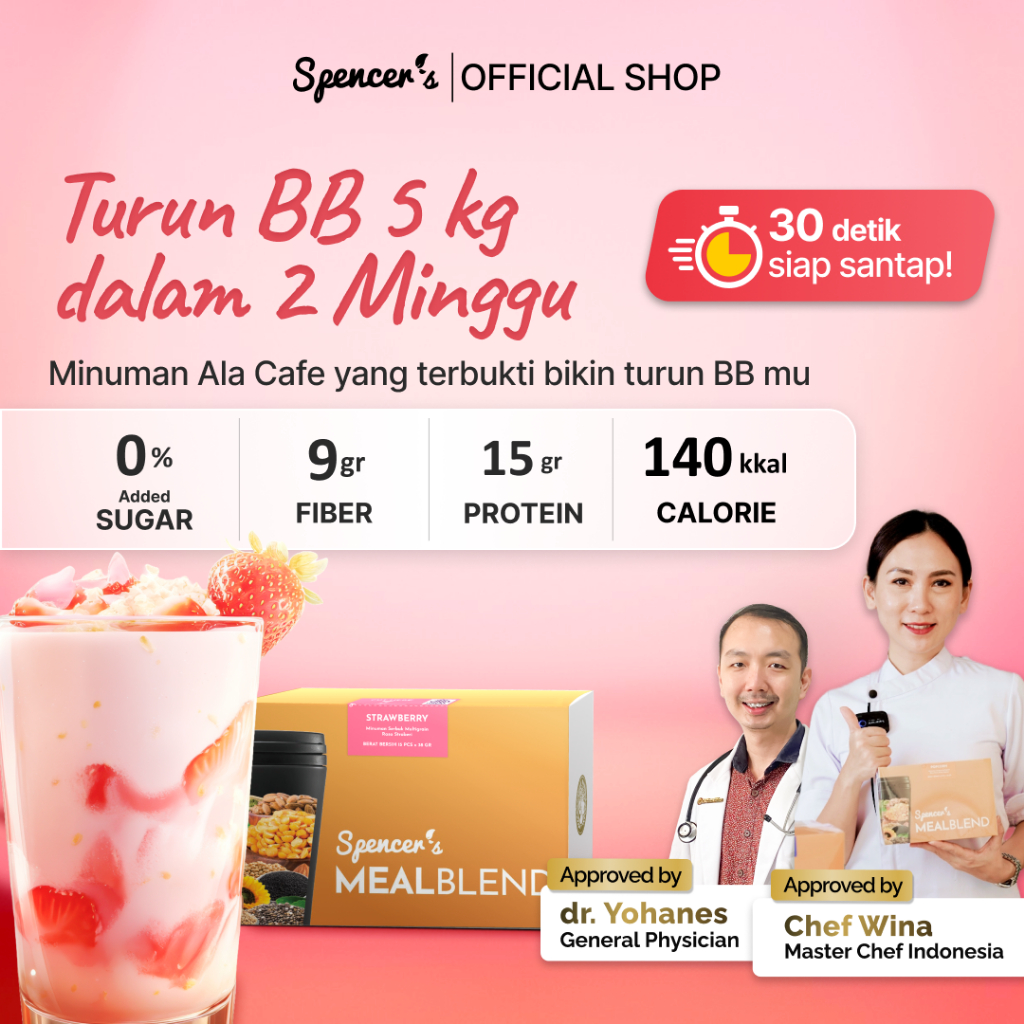 

Spencer's MealBlend - Nutrisi Lengkap Turun Berat Badan Tanpa Gula Dan Pencahar