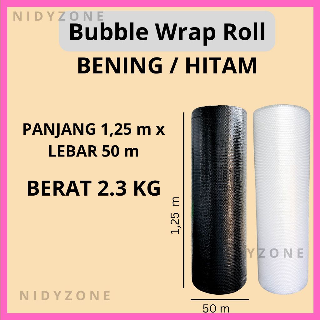 

BUBBLE WRAP ROLL BERAT 2.3 KG KUALITAS BAGUS WARNA BENING HITAM BUBLE WRAP PEMBUNGKUS BARANG